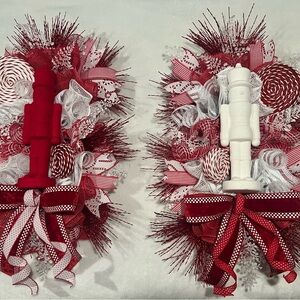Christmas in July - Red and White Nutcracker Double door swags